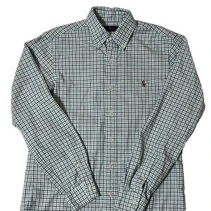 Ralph Lauren Men's Cotton Oxford Longsleeves Shirt - Blue/Green Checkered